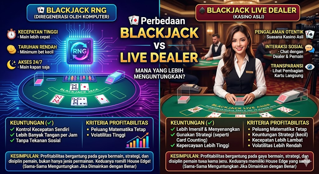 Read more about the article 🎰 Perbedaan Blackjack RNG vs Live Dealer: Mana yang Lebih Menguntungkan?